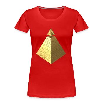 Illuminati Pyramid Gold 3D - Frauen Premium Bio T-Shirt - Rot - Vorne - Mia (176cm)