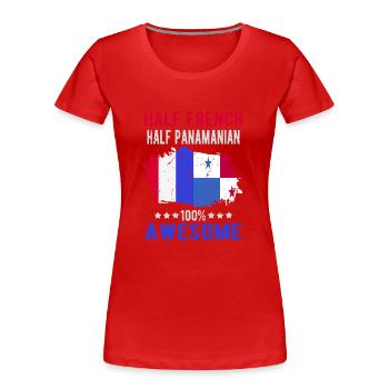 Moitié Français moitié Panamese - T-shirt bio Premium Femme - rouge - Devant - Mia (176cm)