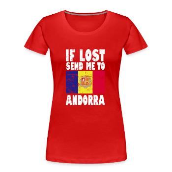 Dicton du drapeau d’Andorre - T-shirt bio Premium Femme - rouge - Devant - Mia (176cm)