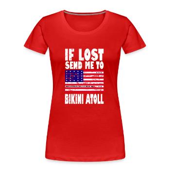 Bikini Atoll Flagge Spruch - Frauen Premium Bio T-Shirt - Rot - Vorne - Mia (176cm)