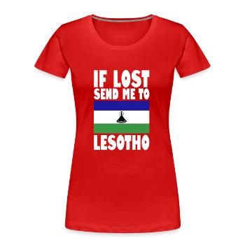 Lesotho Flagge Spruch - Frauen Premium Bio T-Shirt - Rot - Vorne - Mia (176cm)