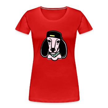 Dackel Trendy Hund Geschenk Wiener Dog - Frauen Premium Bio T-Shirt - Rot - Vorne - Mia (176cm)