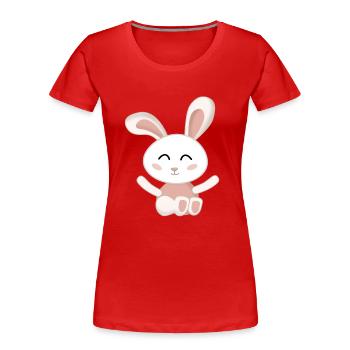 Kaninchen Weiß niedlich rosa - Frauen Premium Bio T-Shirt - Rot - Vorne - Mia (176cm)