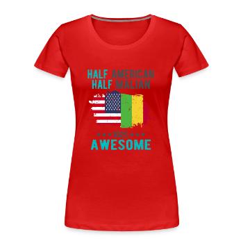 Moitié américain moitié malien - T-shirt bio Premium Femme - rouge - Devant - Mia (176cm)