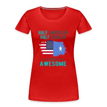 Halb Amerikaner Halb Somalier - Frauen Premium Bio T-Shirt - Rot - Vorne - Mia (176cm)