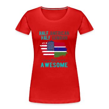 Halb Amerikaner Halb Gambier - Frauen Premium Bio T-Shirt - Rot - Vorne - Mia (176cm)