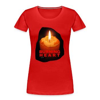 ZoffArt BURNING HEART - Frauen Premium Bio T-Shirt - Rot - Vorne - Mia (176cm)