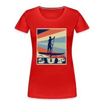SUP board paddleboarding paddle supboard Stand Up - T-shirt bio Premium Femme - rouge - Devant - Mia (176cm)