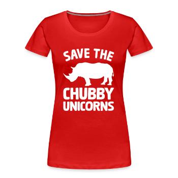 Unicorn Rhinoceros Save the chubby unicorns white - Women's Premium Organic T-Shirt - red - Front - Mia (176cm)