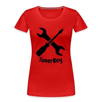TunerBoy - T-shirt bio Premium Femme - rouge - Devant - Mia (176cm)