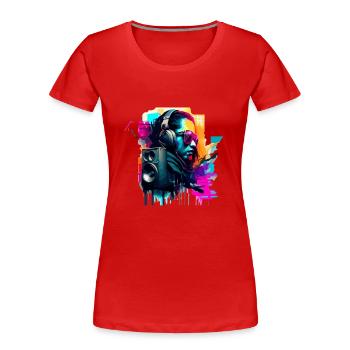 The DJ - Women's Premium Organic T-Shirt - red - Front - Mia (176cm)