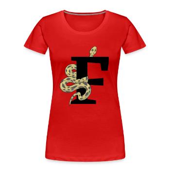 Lettre f serpent - T-shirt bio Premium Femme - rouge - Devant - Mia (176cm)