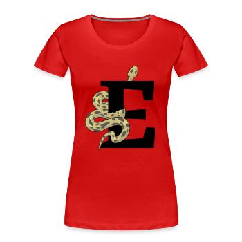 Letter e snake - Women's Premium Organic T-Shirt - red - Front - Mia (176cm)