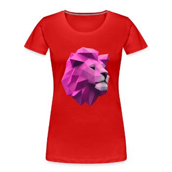 Lion pink Low Poly Art - Women's Premium Organic T-Shirt - red - Front - Mia (176cm)