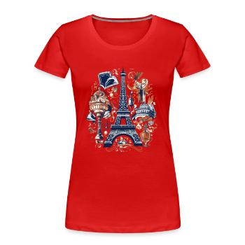 Paris und seine Sehenswürdigkeiten - Frauen Premium Bio T-Shirt - Rot - Vorne - Mia (176cm)