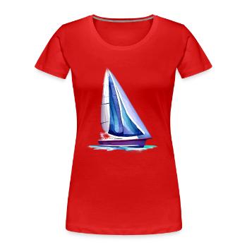 Sailing Sailing Sailing Sailing Ship Sailing Boat - Women's Premium Organic T-Shirt - red - Front - Mia (176cm)