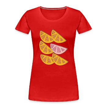 orangen schnitze 6fach - Frauen Premium Bio T-Shirt - Rot - Vorne - Mia (176cm)