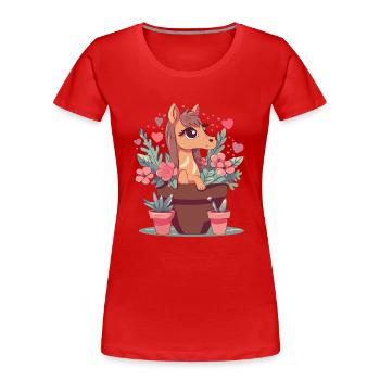 Floral potting soil - Women's Premium Organic T-Shirt - red - Front - Mia (176cm)