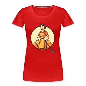 Cleaning lady motif emblem old school - Women's Premium Organic T-Shirt - red - Front - Mia (176cm)