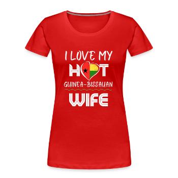 C’est drôle j’aime mon mari chaud de Guinée-Bisauan - T-shirt bio Premium Femme - rouge - Devant - Mia (176cm)
