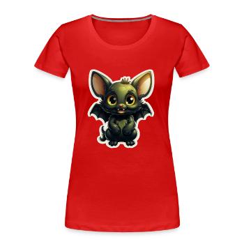 Chauve-souris Halloween I Cartoon Mignonne chauve-souris - T-shirt bio Premium Femme - rouge - Devant - Mia (176cm)