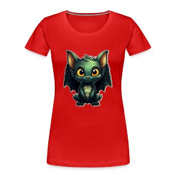 Chauve-souris Halloween I Cartoon Mignonne chauve-souris - T-shirt bio Premium Femme - rouge - Devant - Mia (176cm)