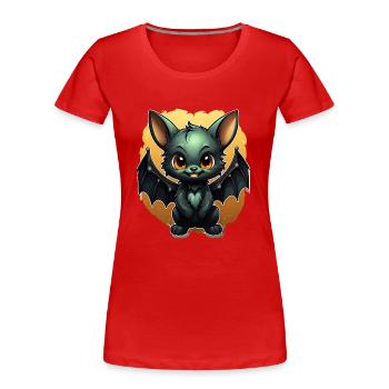 Chauve-souris Halloween I Cartoon Mignonne chauve-souris - T-shirt bio Premium Femme - rouge - Devant - Mia (176cm)