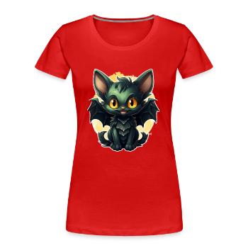 Chauve-souris Halloween I Cartoon Mignonne chauve-souris - T-shirt bio Premium Femme - rouge - Devant - Mia (176cm)