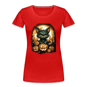 Chauve-souris Halloween I Cartoon Mignonne chauve-souris - T-shirt bio Premium Femme - rouge - Devant - Mia (176cm)