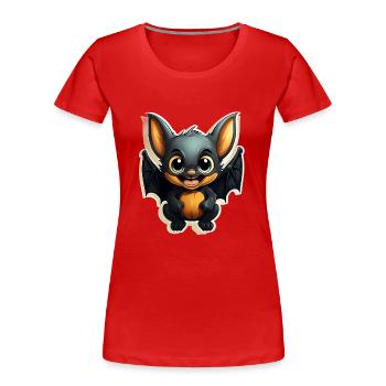 Chauve-souris Halloween I Cartoon Mignonne chauve-souris - T-shirt bio Premium Femme - rouge - Devant - Mia (176cm)