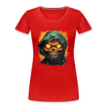 Halloween Spooky Cartoon Mummy - Frauen Premium Bio T-Shirt - Rot - Vorne - Mia (176cm)