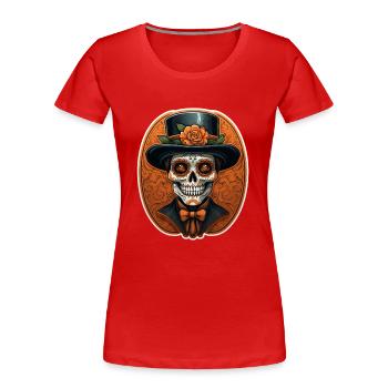 Day Of The Dead I Sugar Skull I Dia De Los Muertos - Women's Premium Organic T-Shirt - red - Front - Mia (176cm)