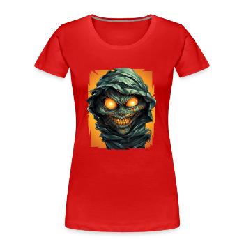 Halloween Spooky Cartoon Mummy - Frauen Premium Bio T-Shirt - Rot - Vorne - Mia (176cm)