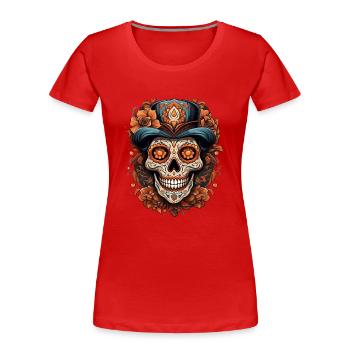 Day Of The Dead I Sugar Skull I Dia De Los Muertos - Women's Premium Organic T-Shirt - red - Front - Mia (176cm)