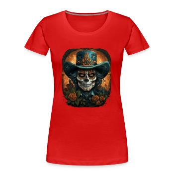 Day Of The Dead I Sugar Skull I Dia De Los Muertos - Women's Premium Organic T-Shirt - red - Front - Mia (176cm)