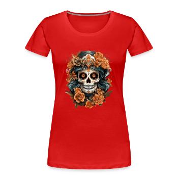 Day Of The Dead I Sugar Skull I Dia De Los Muertos - Women's Premium Organic T-Shirt - red - Front - Mia (176cm)