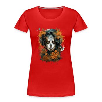 Day Of The Dead I Sugar Skull I Dia De Los Muertos - Women's Premium Organic T-Shirt - red - Front - Mia (176cm)