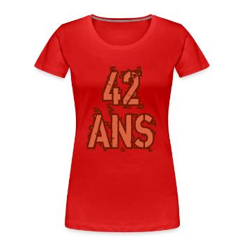 42 ANS - T-shirt bio Premium Femme - rouge - Devant - Mia (176cm)
