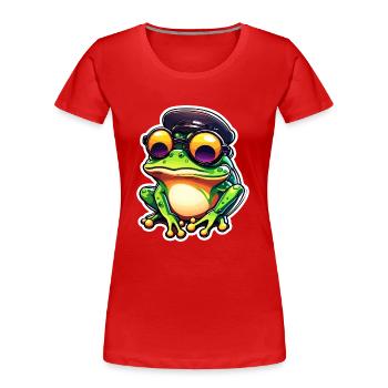 Grenouille / Animal / Charlatan / Crapaud / Étang / Houblon - T-shirt bio Premium Femme - rouge - Devant - Mia (176cm)