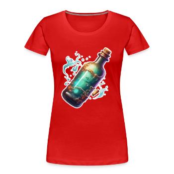 Magische Flasche / Korken / Wasser / Comic - Frauen Premium Bio T-Shirt - Rot - Vorne - Mia (176cm)
