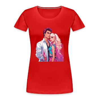 80er Jahre Outfits - Frauen Premium Bio T-Shirt - Rot - Vorne - Mia (176cm)