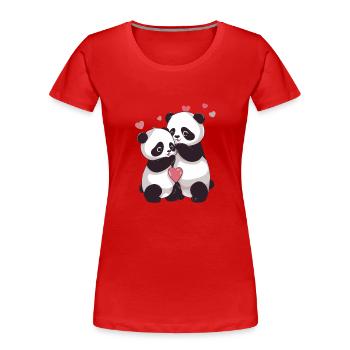Ich liebe dich, Panda - Frauen Premium Bio T-Shirt - Rot - Vorne - Mia (176cm)