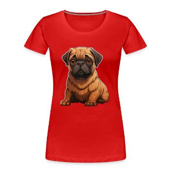 Portrait de carlin - T-shirt bio Premium Femme - rouge - Devant - Mia (176cm)