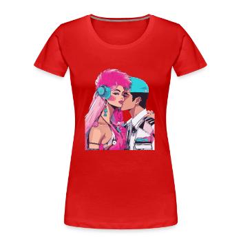Anime-Liebe ist grenzenlos - Frauen Premium Bio T-Shirt - Rot - Vorne - Mia (176cm)
