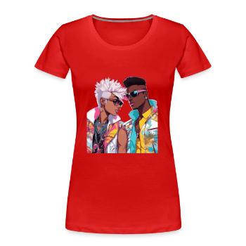 Anime-Herz überspringt Beats - Frauen Premium Bio T-Shirt - Rot - Vorne - Mia (176cm)