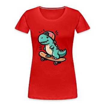Dino Skater - Cooler sk8 raptor - Frauen Premium Bio T-Shirt - Rot - Vorne - Mia (176cm)
