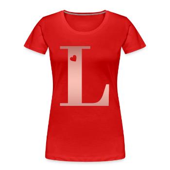 Buchstabe L roségold - Frauen Premium Bio T-Shirt - Rot - Vorne - Mia (176cm)