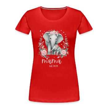 Mama 2024 Elephant Floral Wreath Celebration - Women's Premium Organic T-Shirt - red - Front - Mia (176cm)