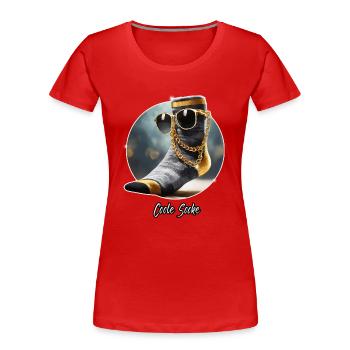 Pun ambiguous german expression – Coole Socke - Women's Premium Organic T-Shirt - red - Front - Mia (176cm)