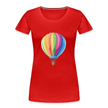 Bunte Heißluftballons schweben am Himmel - Frauen Premium Bio T-Shirt - Rot - Vorne - Mia (176cm)